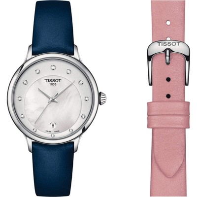 Pre-owned Tissot Odaci-t T133.210.16.116.00 Women's Quartz Watch, Mother Of Pearl Dial, Bl