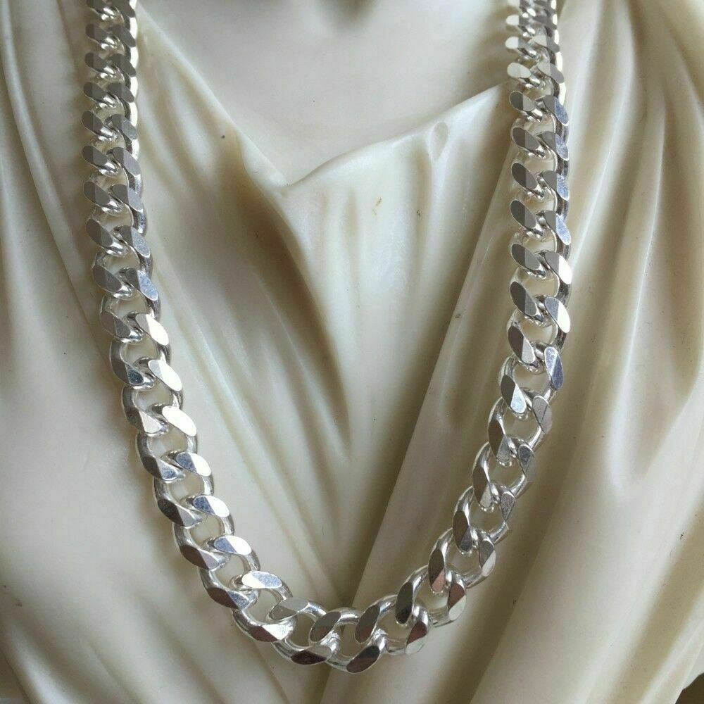 Pre-owned Handmade Men Miami Cuban Link Chain 11mm 118gr 24 Inch Solid 925 Sterling Silver