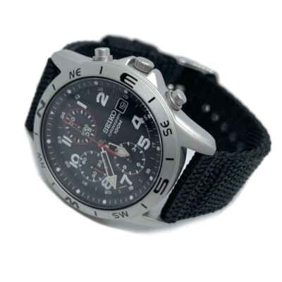 Pre-owned Seiko Chronograph Snd399p Black Dial Stailess Steel Quartz Men Watch Box