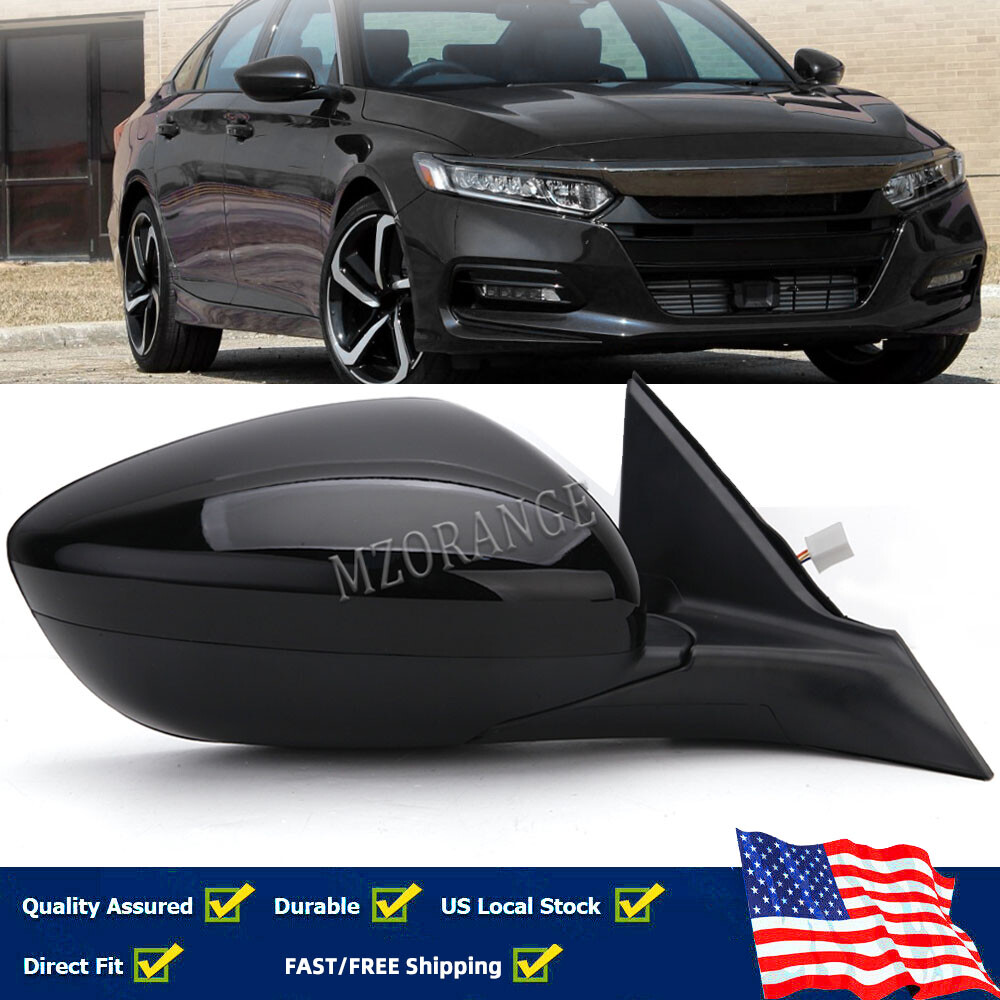 Правое боковое зеркало в сборе для Honda Accord 2018-2022 RH Черное с ручным откидыванием на 3 контакта