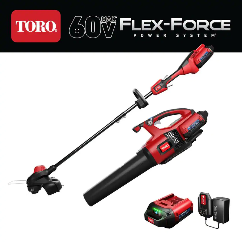 Cordless String Trimmer and Leaf Blower Combo Kit 60-Volt Max w/ Battery Charger