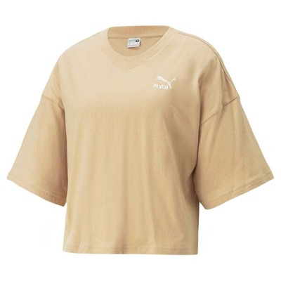 

Puma Classics Oversized Crew Neck Short Sleeve TShirt Womens Size  Casual Tops, Бежевый