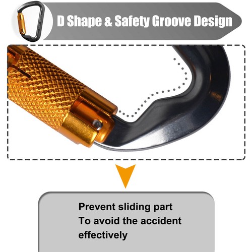 30KN Heavy Duty Auto Locking Climbing Carabiner Aluminum D Ring Clips Twist Lock