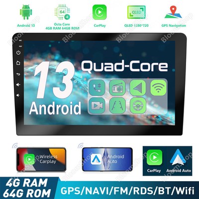 2 Din 10.1'' Android 13 Car Stereo Radio Carplay / Auto GPS Navi WIFI BT FM 4+64G