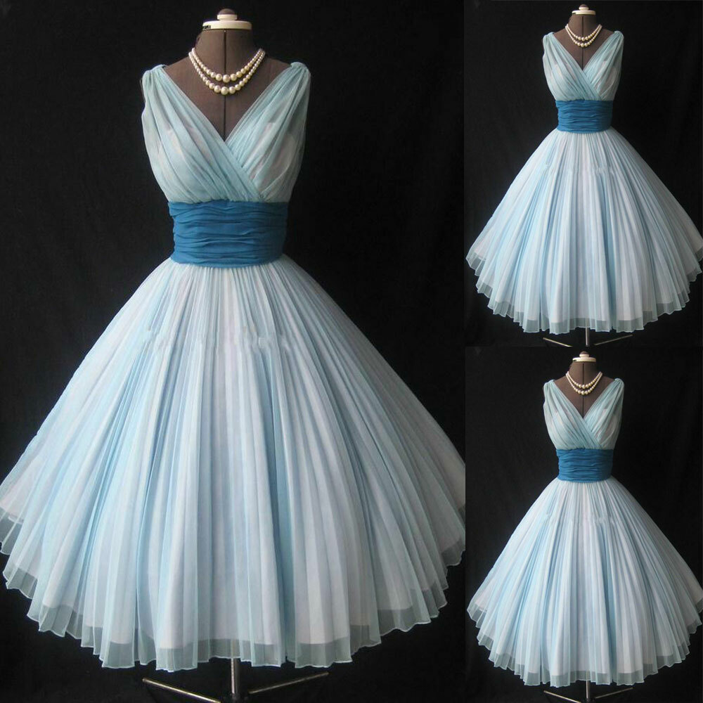 Vintage 1950's Cocktail Dress Tea Length Bridesmaid Prom Party Dresses Ball  Gown | eBay