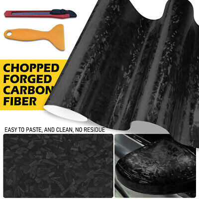 Black Forged Carbon Fiber Vinyl Wrap Roll Car Interior Wrap Stickers 59INx11.8IN