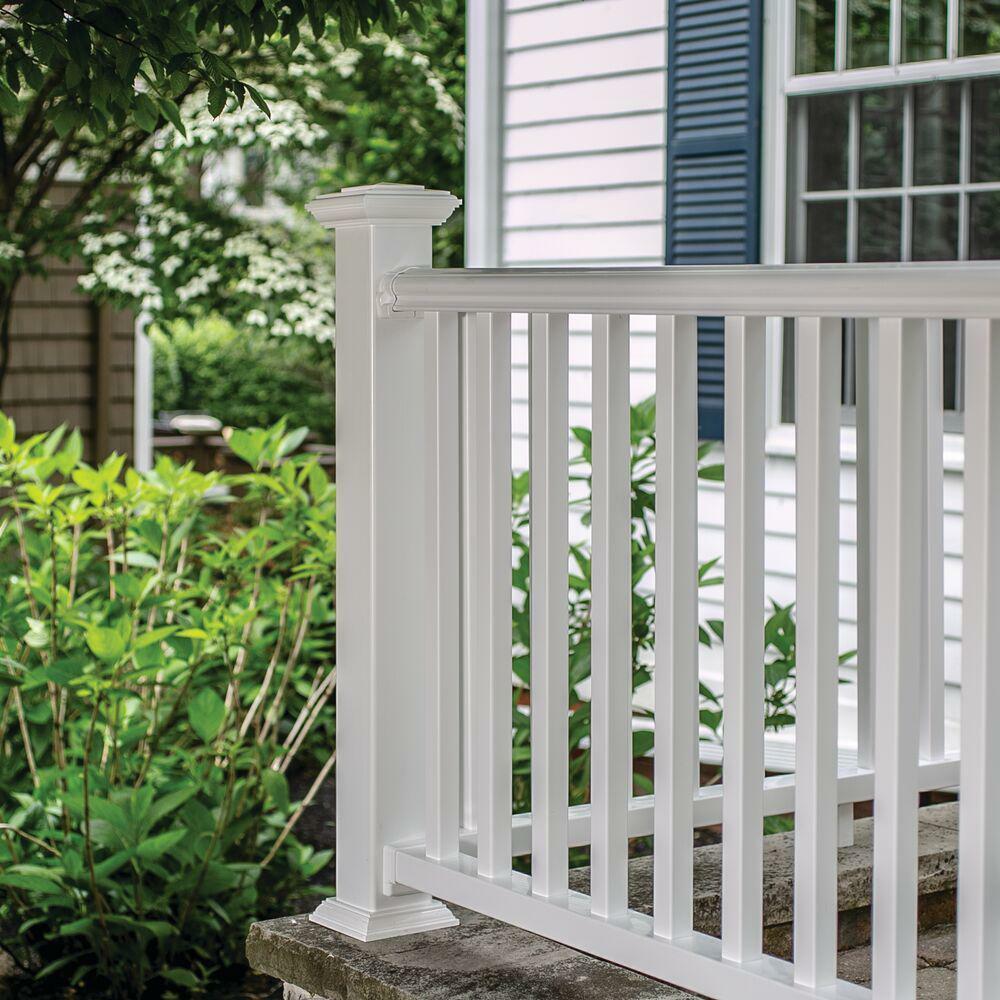 8 x 36 ft. White Rail Kit Exterior Vinyl Railing Stair ...