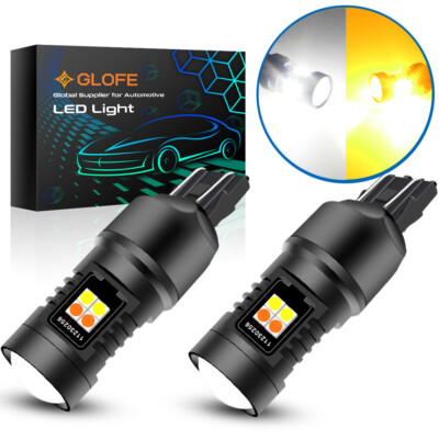 2X 7443 7444 CANBUS LED Turn Signal Light Daul Color White Amber Switchback