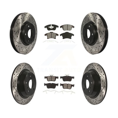 Front Rear Drill Slot Brake Rotors Semi-Metallic Pad Kit For Ford Fusion Lincoln