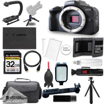 Canon EOS R50 Mirrorless Camera (Black) + 32GB +Ext Bat+9 PC Filter-MEGA Kit