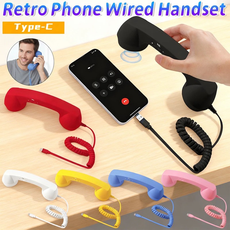 Retro Phone Handset Retro Phone Handset for Android Type-C for Phones