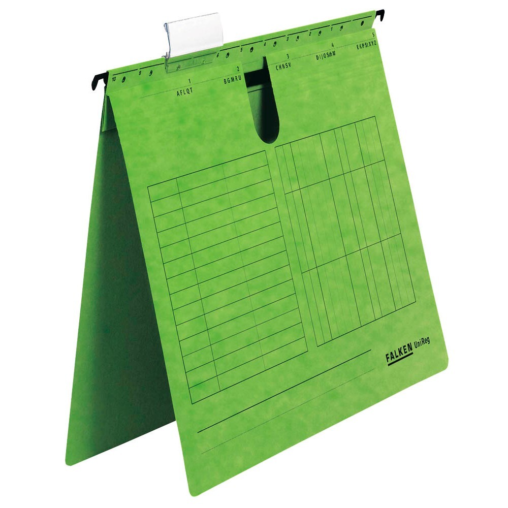 50 Hängehefter Falken UNIREG in Grün Kraftkarton kaufm. Heftung DIN A4 + Reiter