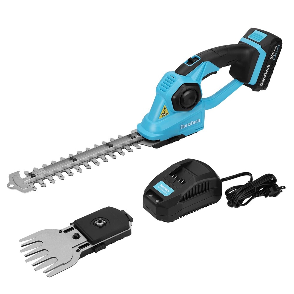 DURATECH 20V Cordless Hedge Trimmer Grass Shears 2-in-1 Shrubbery Hedge Trimmer