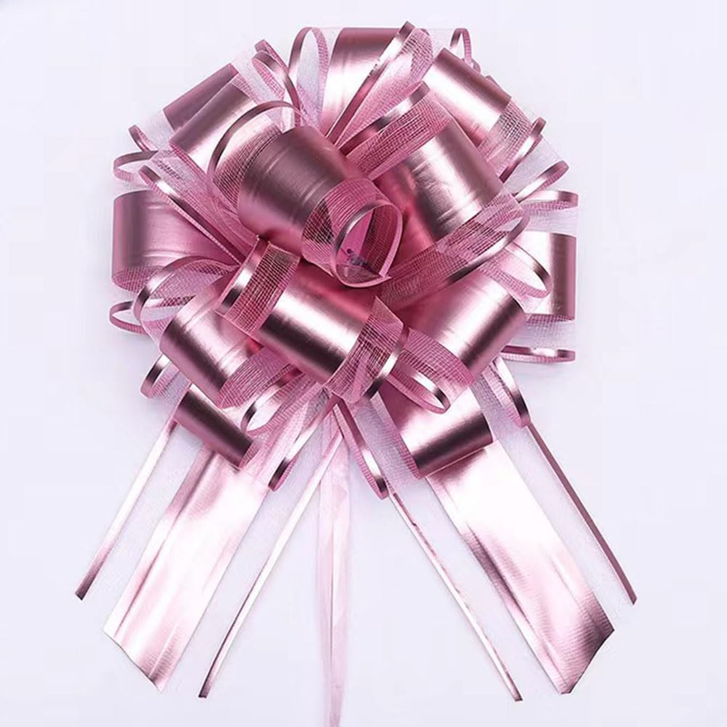 6Pcs Pull Bows,Pink Bows for Gift Wrapping Pull Bows for Wedding Baskets,6 Inche