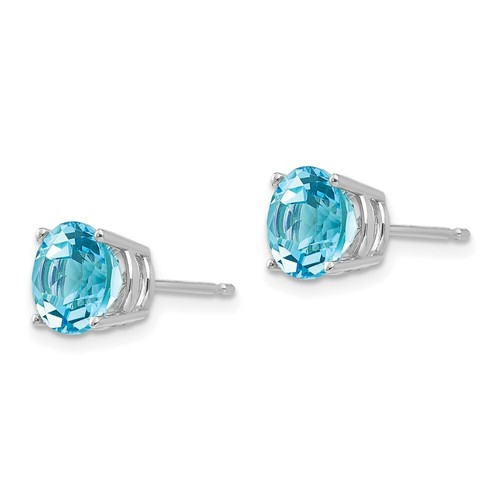 Pre-owned Goldia 14k White Gold 7mm Blue Topaz Earrings