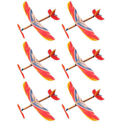 6PCS Airplane Models Throwing Glider Plane DIY Airplane Toys Kid Rubber Band US