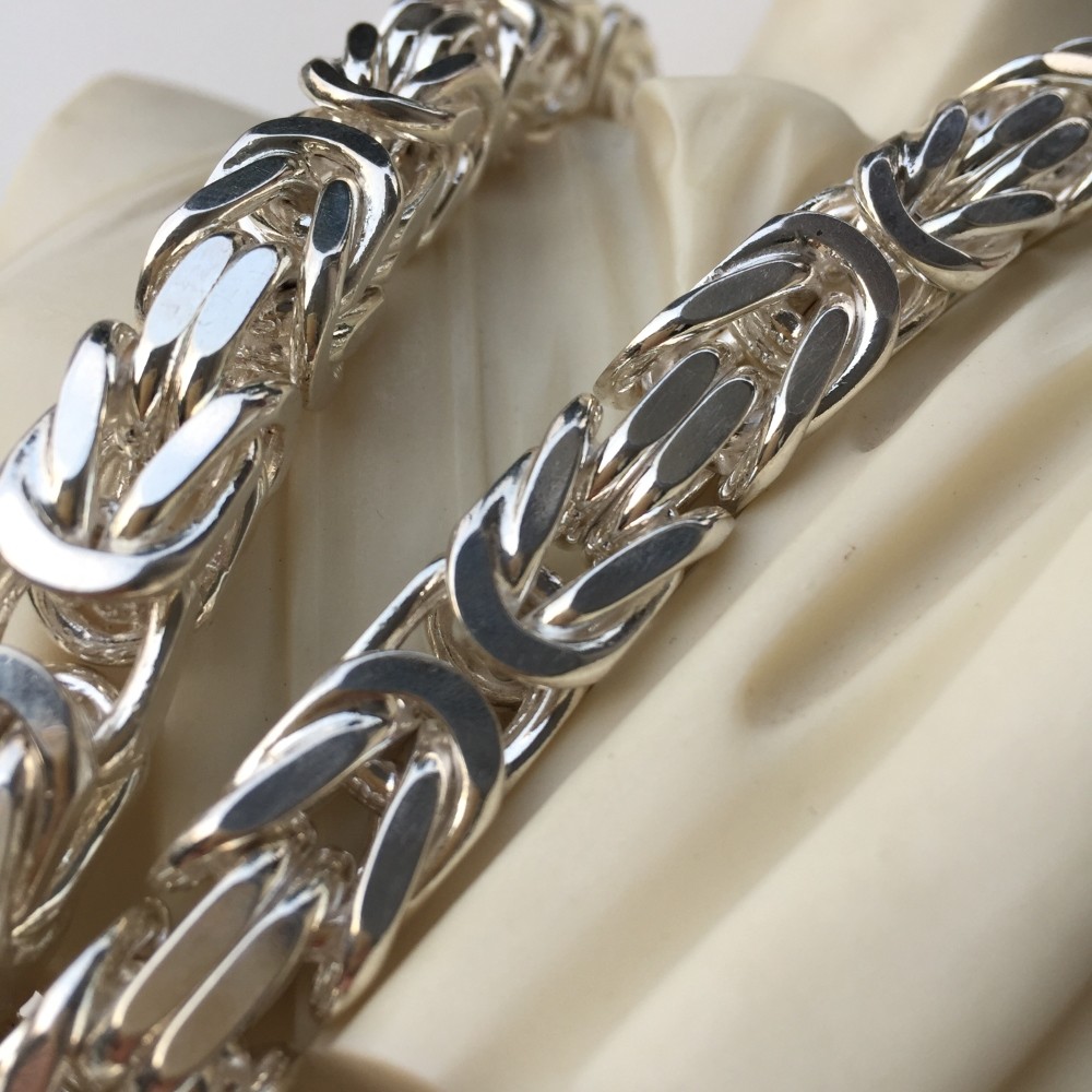 Pre-owned Handmade 10mm Byzantine Mens Silver Chain 925 Solid Sterling Silver 305gr 22inch