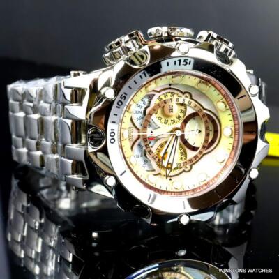 Invicta Reserve Venom Fusian Swiss Master Calendar Steel Gold Tone Watch New
