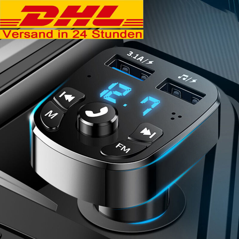 FM Transmitter Auto Bluetooth Kfz Radio Adapter,mit Dual USB Ladegerät für Handy