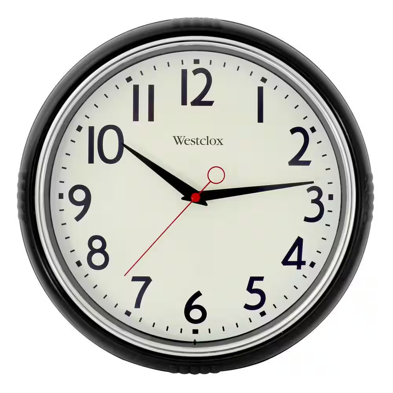 Westclox Wall Clock 12 Inch Black Retro Vintage Round Analog Battery Home Decor