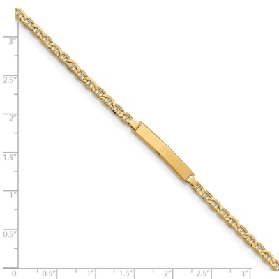 Pre-owned Superdealsforeverything Real 14kt Yellow Gold Semi-solid Anchor Link Id Bracelet; 7 Inch