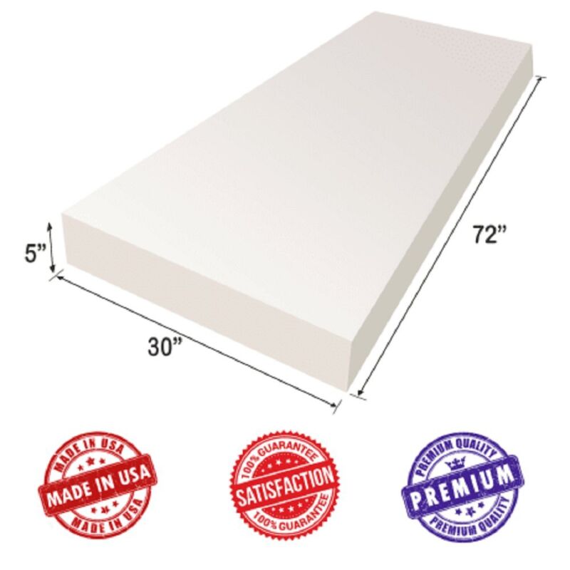 Upholstery Premium Foam Cushion Sheet - 5"hx30"wx72"l - Regular Density Support
