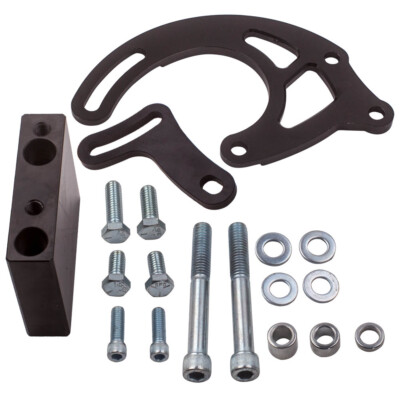 Black Power Steering Bracket Kit for Chevy Big Block 396 427 454 BBC SWP