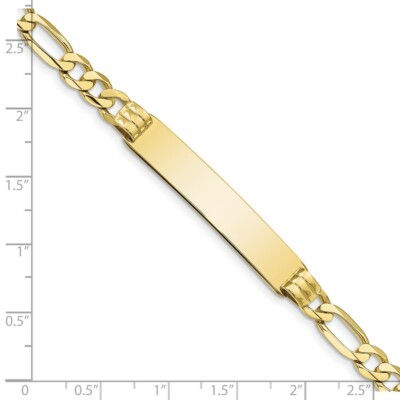 Pre-owned Skyjewelers Real 10kt Yellow Gold Figaro Link Id Chain Bracelet; 8 Inch; Lobster Clasp