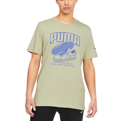 

Puma Kicks Graphic Crew Neck Футболка с коротким рукавом Мужская зеленая спортивная повседневная футболка, Зеленый, Puma Kicks Graphic Crew Neck Short Sleeve T-Shirt