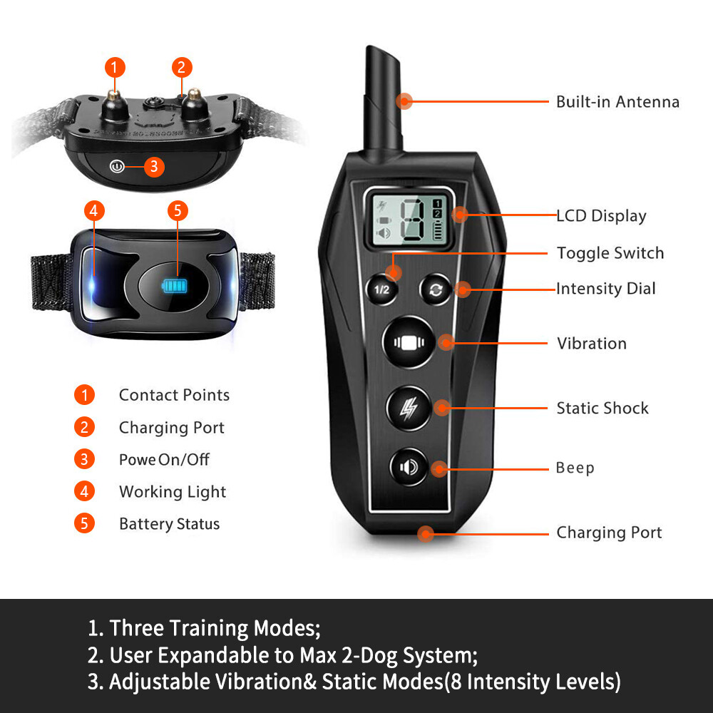 650 YD Remote Dog Training Shock Collar Waterproof for Small Medium Large Dogs