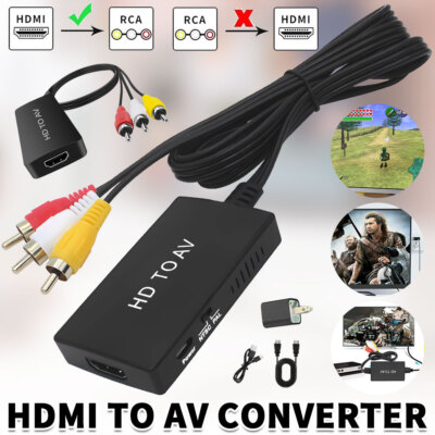 HDMI to RCA Converter, HDMI to AV Supports PAL/NTSC for TV Stick, Roku, Android