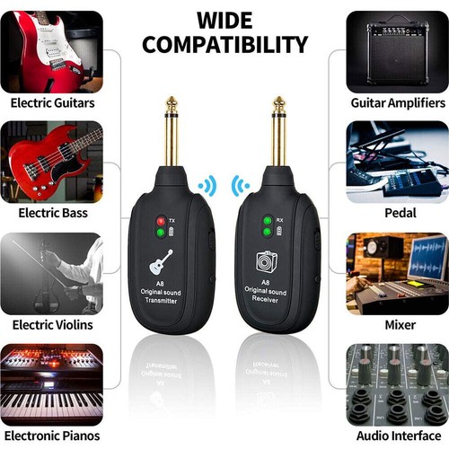 INGPARTNER Wireless Guitar System Transmitter Receiver fit Bass Digital 100ft