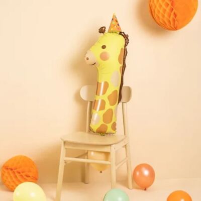 Giraffe Foil Balloon Number 1 | Animal 1st Birthday Decoration Helium Air Gift