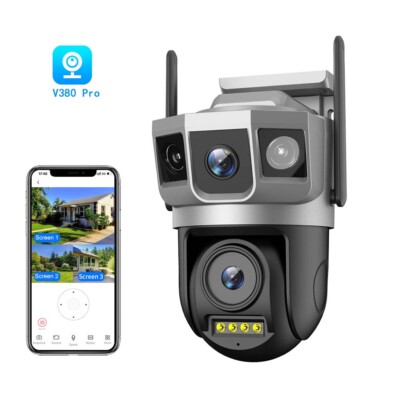 V380PRO 3 Lens 6MP WiFi IP Camera Wireless Outdoor CCTV PTZ Home Security IR Cam
