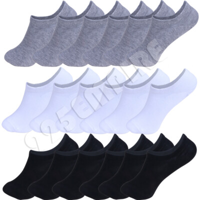 Men No Show Socks Black/White/Grey Mixed Liner Invisible Low Cut Size:9-11/10-12
