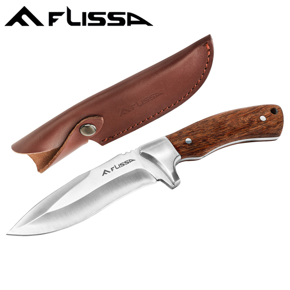 FLISSA Fixed Blade Knife w/Sheath Full Tang w/Stainless Steel Blade 4.8 inch NEW