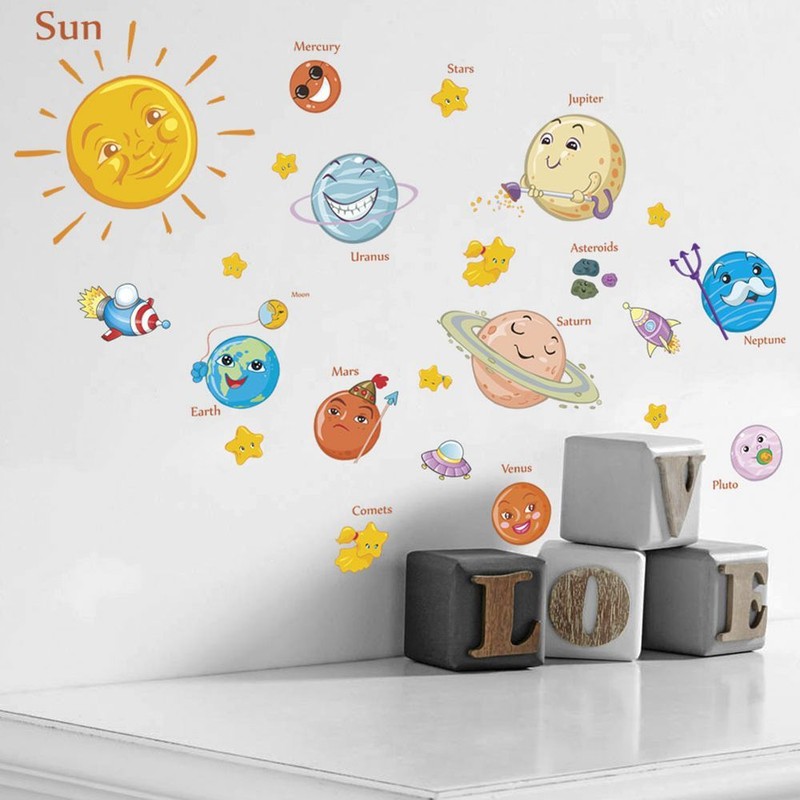 Details About Kids Children Bedroom Planets Decals Poster Mural Wall Stickers Paper Ca