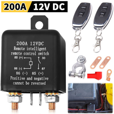 Remote Control Relay Car Battery Disconnect Cut Off Isolator Switch Kit 200A 12v