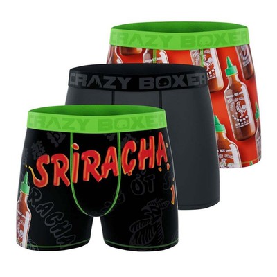 

CRAZY BOXER Sriracha Bottles Briefs 3Pk Mens Size  Casual CBSRI0103X3C1, Black, CRAZY BOXER Sriracha Bottles Briefs 3Pk