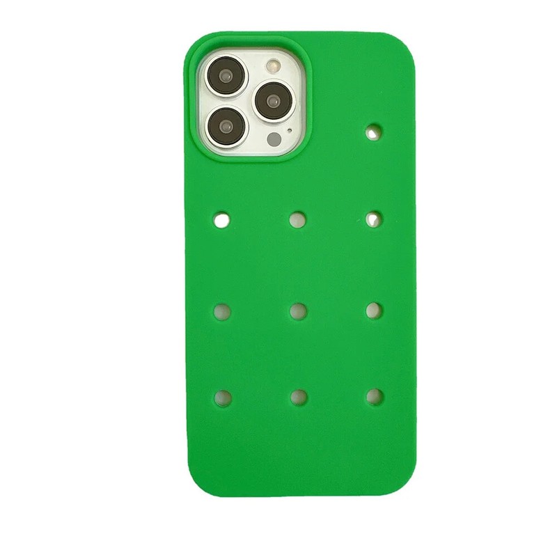 DIY Hole Silicone Crocs Charms Phone Case For iPhone 16