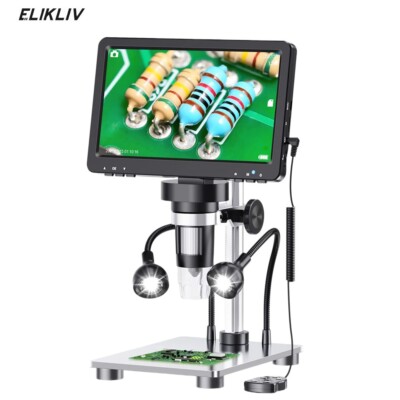 Elikliv 1200X Digital Microscope 7'' 12MP LCD Coin Microscope w/ LED Kids Adult