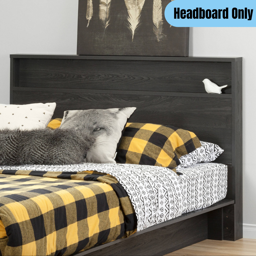 Full/Queen Size Headboard w/ Bookcase Wooden Bedroom Storage