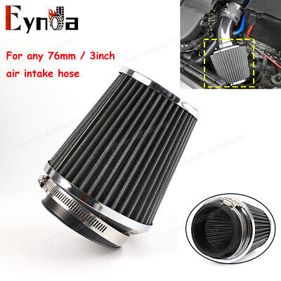 3'' Black Performance High Flow Cold Air Intake Cone Replacement Dry Filter 76mm 