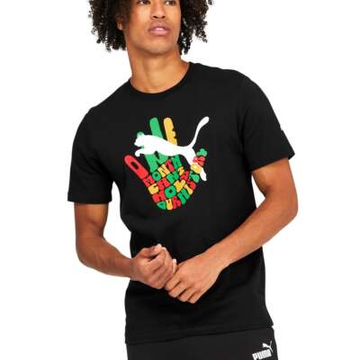 

Футболка Puma One Hand Crew Neck с коротким рукавом мужская черная спортивная повседневная 673865-0, Черный, Puma One Hand Crew Neck Short Sleeve T-Shirt