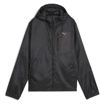 Женская черная повседневная спортивная верхняя одежда на молнии Puma Seasons Windcell Run с полной застежкой-молнией