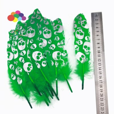 10Color Dipped  Powder Skull Pattern Goose Feathers 13-18cm /5-7inch For Diy
