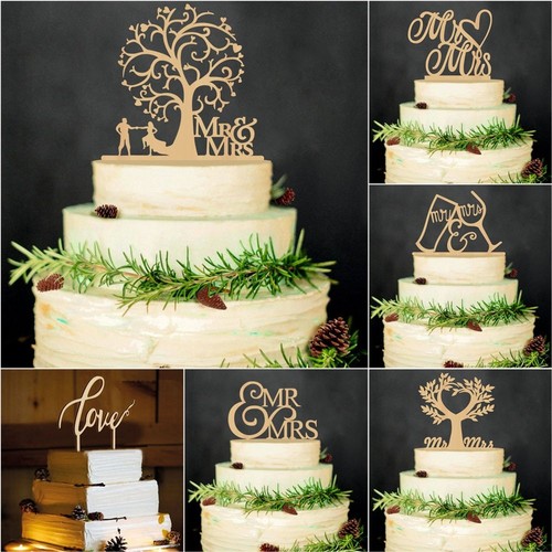 Wooden Cake Toppers Multiple Designs For Wedding Birthday Xmas