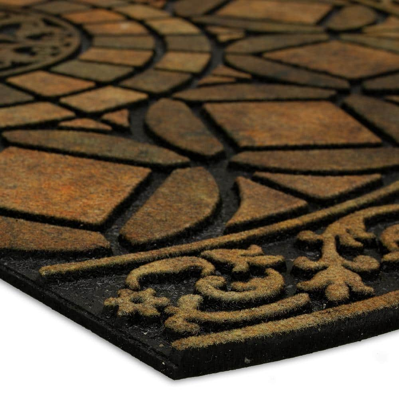 Entryway Door Floor Mat Rug Gothic Iron Brown Rubber Water Resistant Half Round