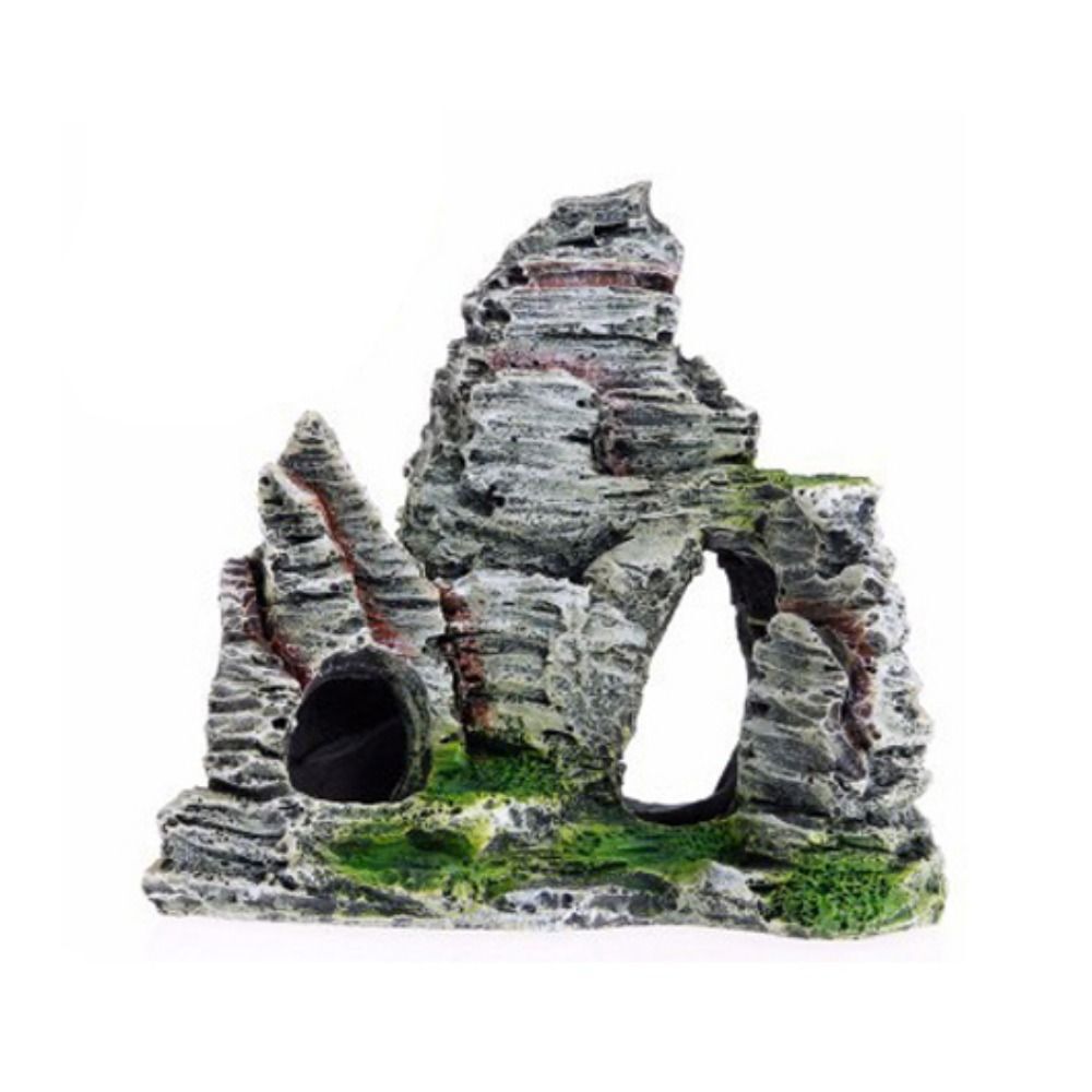 Resin Aquarium Rock Cave Fish Tank Decorations Ornament Mountain Hiding