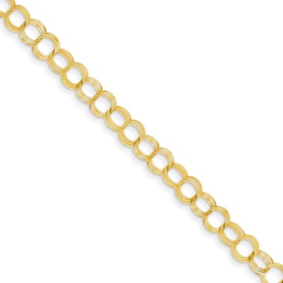 Pre-owned Superdealsforeverything Real 14kt Yellow Gold Solid Triple Link Charm Bracelet; 7 Inch